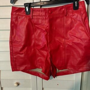 Red leather short/ high waist,never wear
